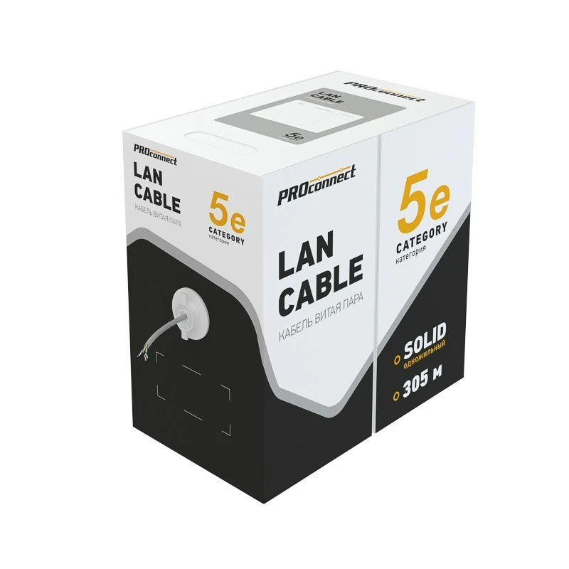 Кабель витая пара F/UTP кат.5e 4х2х24AWG solid PVC INDOOR медь сер. (м) PROCONNECT 01-0152 1