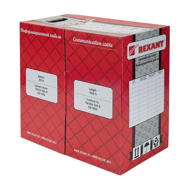 Кабель витая пара F/UTP кат.5e 4х2х24AWG LSZH нг(А)-HF INDOOR SOLID оранж. (м) Rexant 01-0150 2