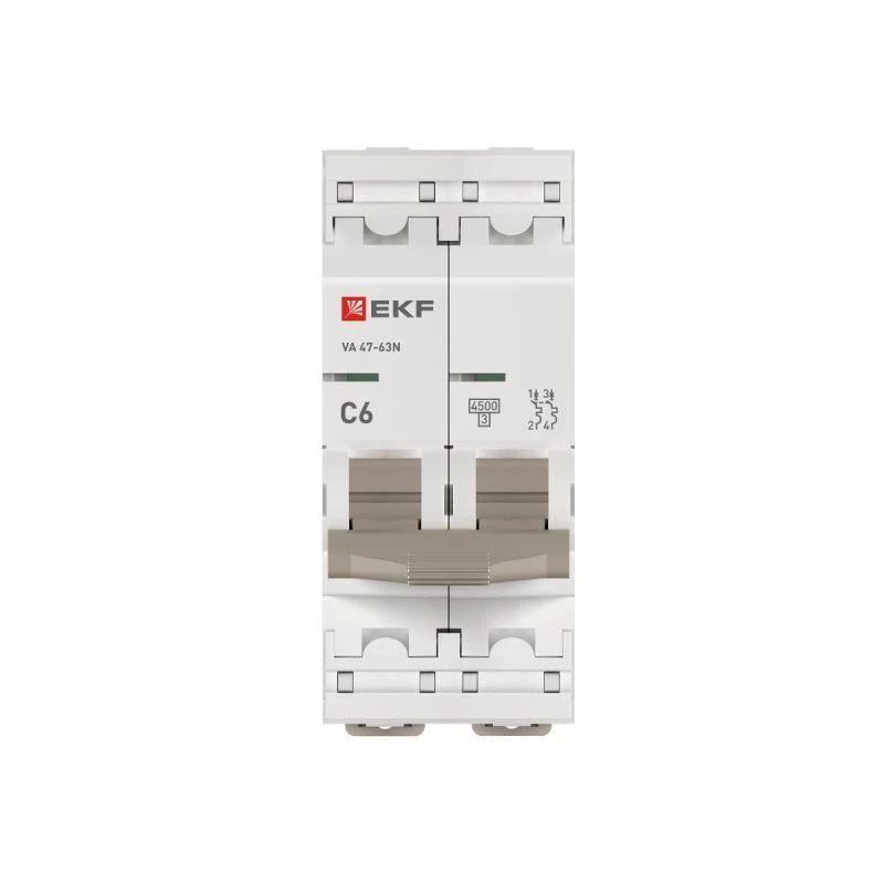Выключатель автоматический 2п C 6А 4.5кА ВА 47-63N PROxima EKF M634206C 3