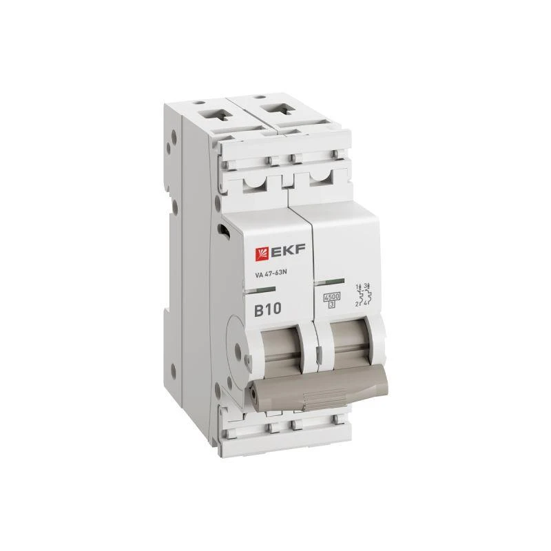 Выключатель автоматический 2п B 10А 4.5кА ВА 47-63N PROxima EKF M634210B 1