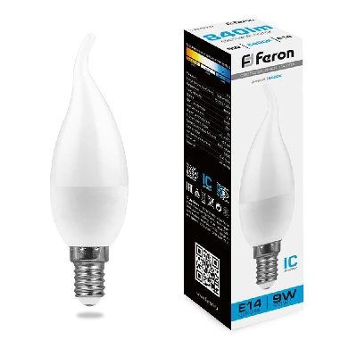 Лампа светодиодная Feron LB-570 Свеча на ветру E14 9W 175-265V 6400K 38136