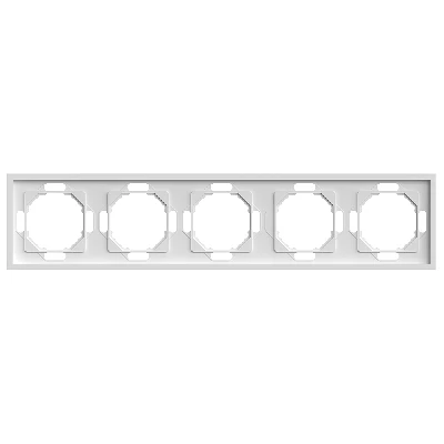 Рамка STEKKER, PFR00-5005-01 5-местная, серия Эмили, белый фарфор, soft touch 49888