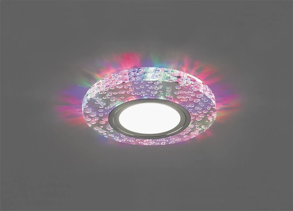 Светильник встраиваемый с разноцветной LED подсветкой Feron CD953 потолочный MR16 G5.3, прозрачный 32569 1