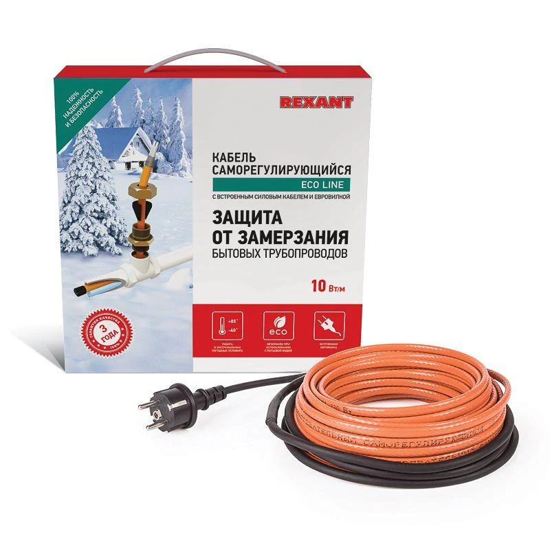 Кабель греющий саморег. пищевой ECO Line (комплект в трубу) 10HTM2-CT (2м/20Вт) Rexant 51-0601 6