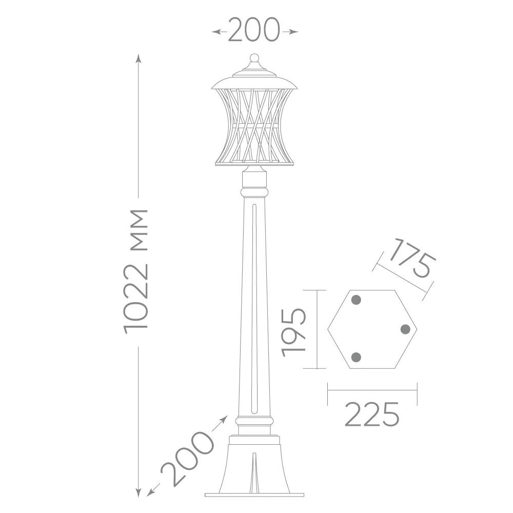 Светильник садово-парковый Feron PL526 столб 60W E27 230V, черный 11621 6