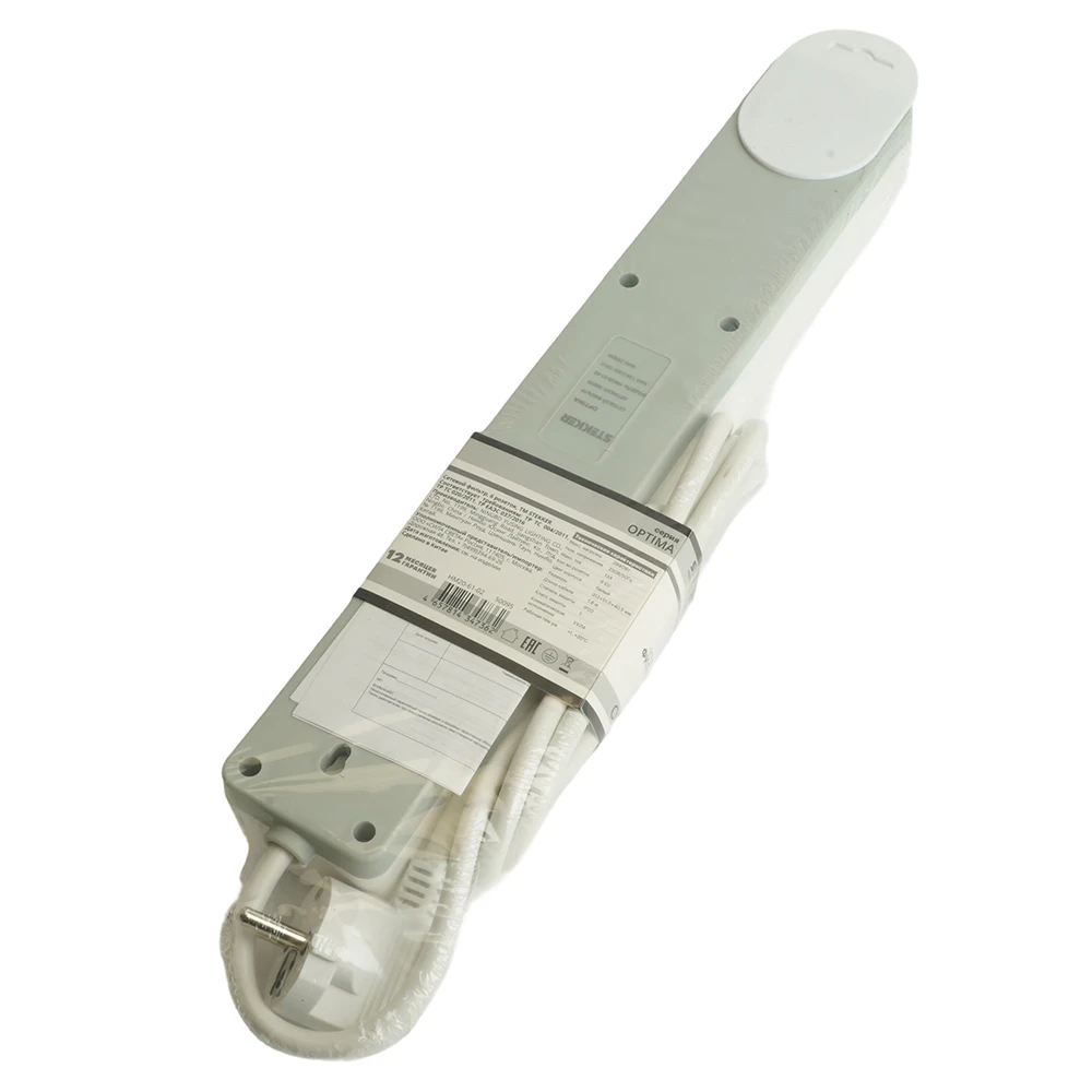 Сетевой фильтр 6-местный с/з STEKKER HM20-61-02 3x1мм2, 1,8 м, серия Optima, белый 50095 9