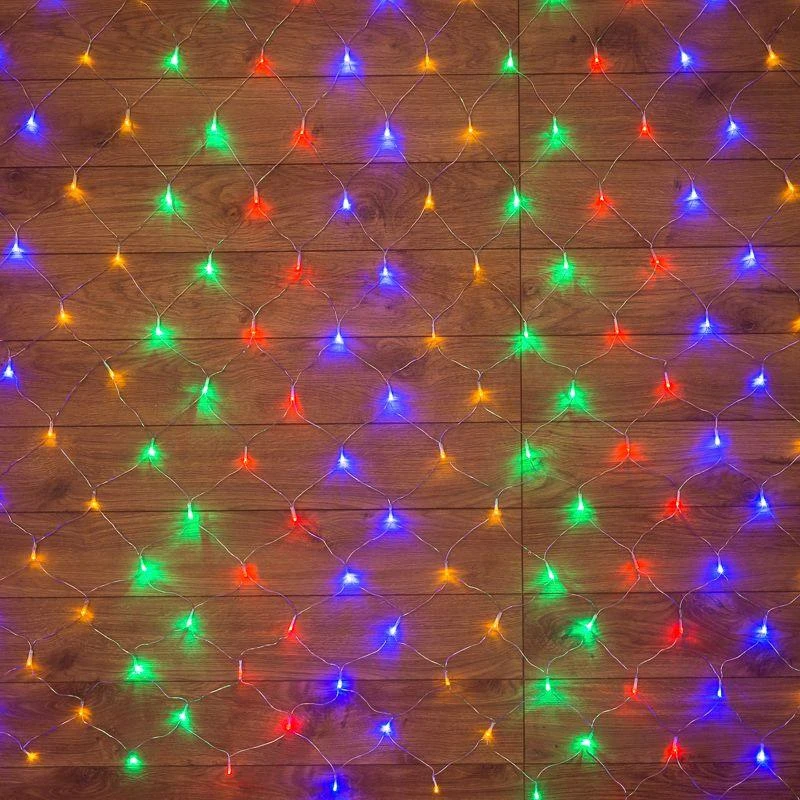 Гирлянда светодиодная "Сеть" 1х1.5м 96LED мультиколор 12Вт 220-240В IP20 с контроллером 8 режимов провод ПВХ прозр. Neon-Night 215-119-6 7