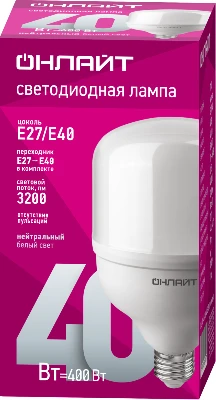 Лампа светодиодная высокомощная 82 902 OLL-T100-40-230-840-E27E40 40Вт 4000К нейтр. бел. E27/E40 3200лм 176-264В ОНЛАЙТ 82902