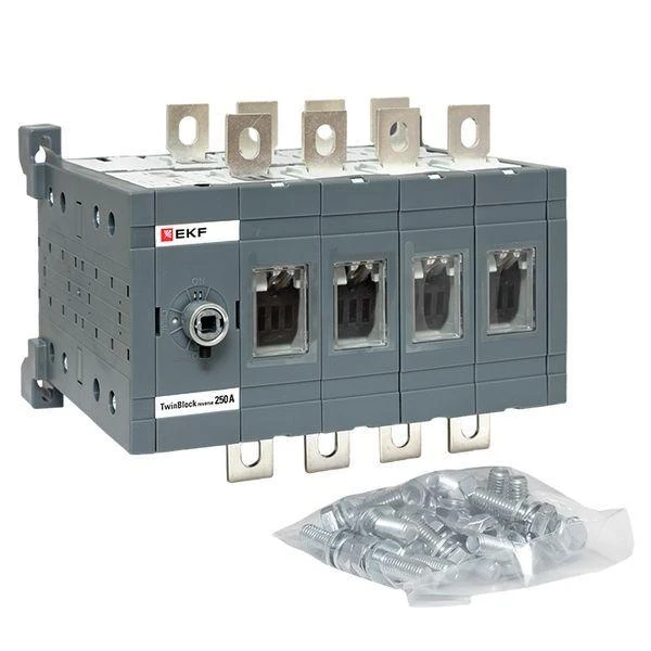 Рубильник 4п 250А реверсивный без рукоятки управления TwinBlock EKF tb-s-250-4p-rev 1
