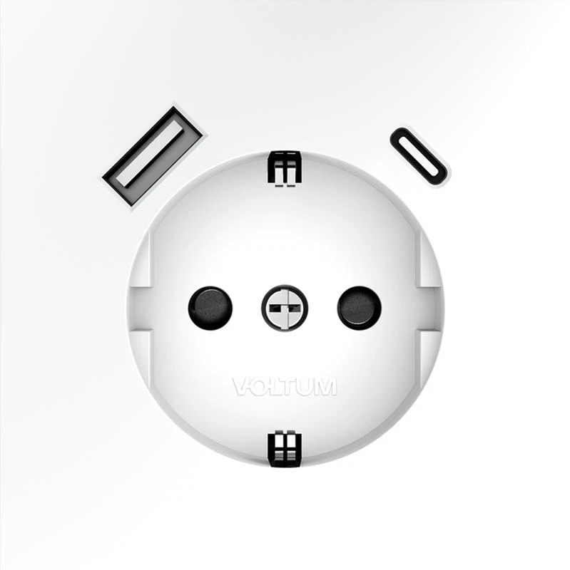 Розетка 1-м СП S70 16А с USB A+С с заземл. защ. шторки механизм бел. матов. Voltum VLS040502 2