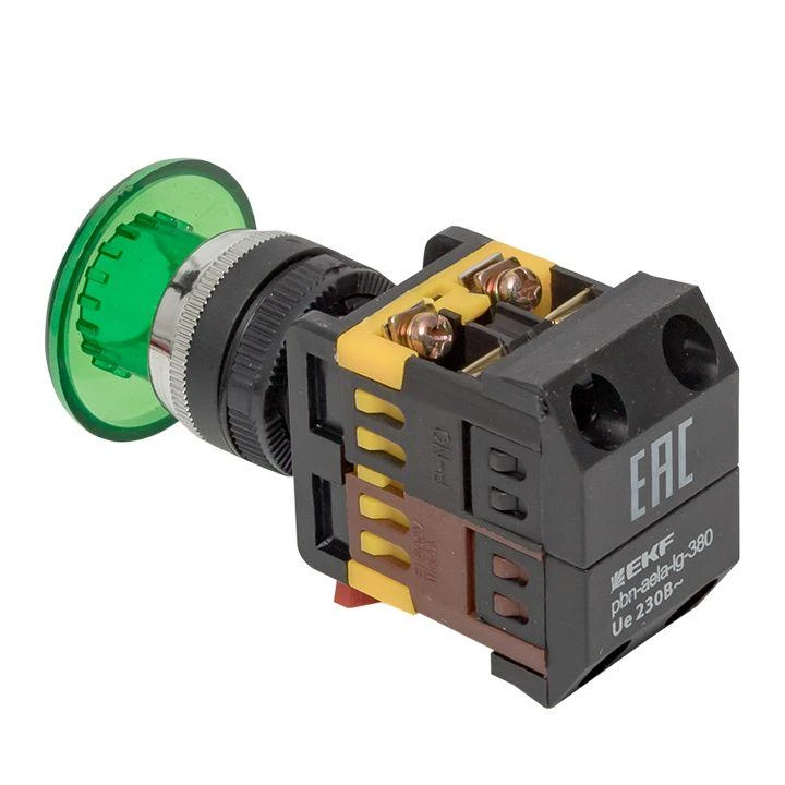 Кнопка "Грибок" AELA-22 NO+NC 380В с подсветкой зел. PROxima EKF pbn-aela-1g-380 6