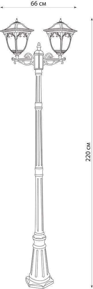 Светильник садово-парковый Feron PL4088 столб четырехгранный 2*100W E27 230V, черное золото 11494 1