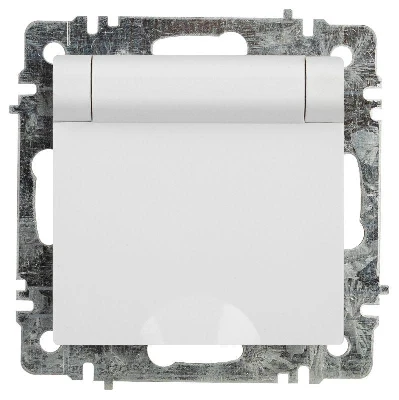 Розетка 1-м СП Accent 6-203-01 16А IP20 250В 2P+E Schuko с крышкой AL/CU бел. Intro Б0063709