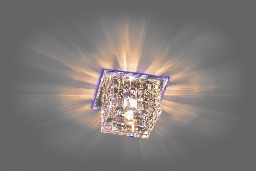 Светильник встраиваемый с разноцветной LED подсветкой Feron JD106 JCD9 прозрачный 27878 2