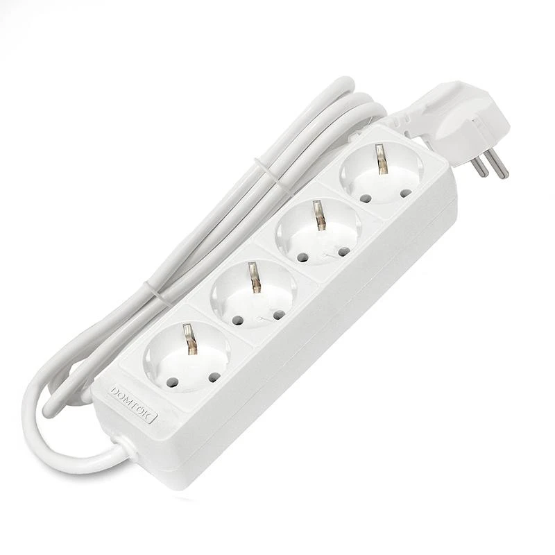 Удлинитель 4х1.5м с заземл. 16А IP20 3.5кВт ПВС 3х1 бел. DOMTOK 2394 2