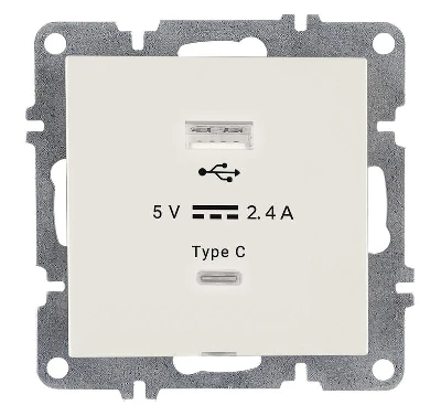 Розетка LAVIN/KAREN USB + TYPE-C механизм бел. ARVIA 50 01 1000 304