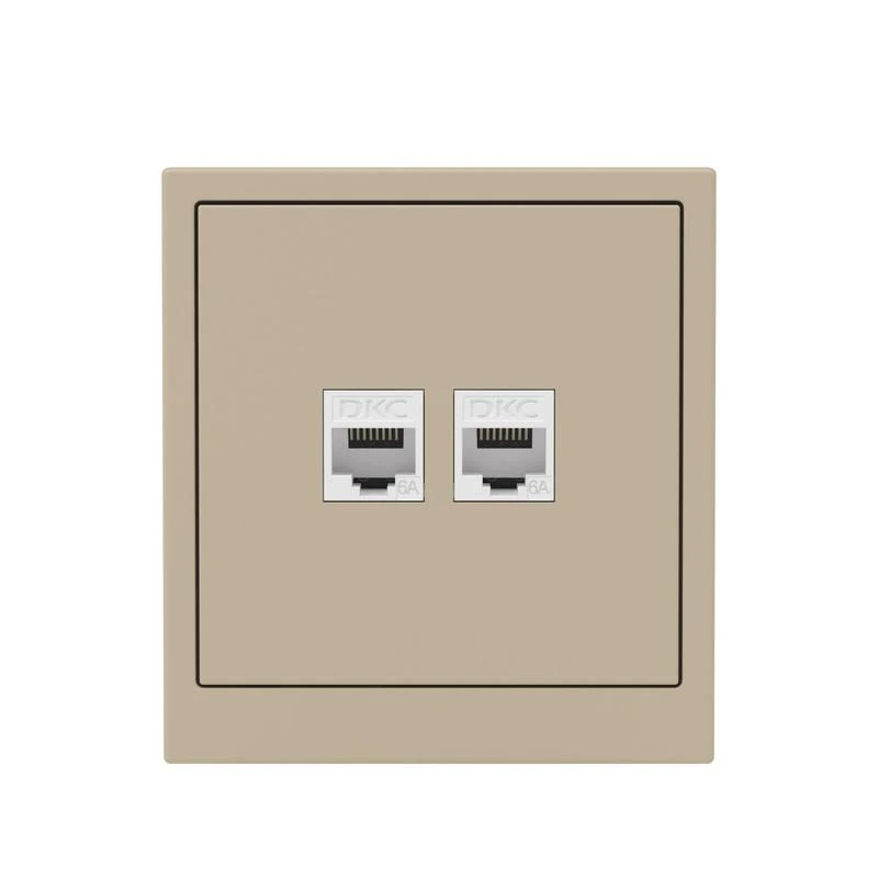 Розетка компьютерная 2-м KANT RJ45 кат.6A без шторки ванильн. марципан DKC 7015674 5