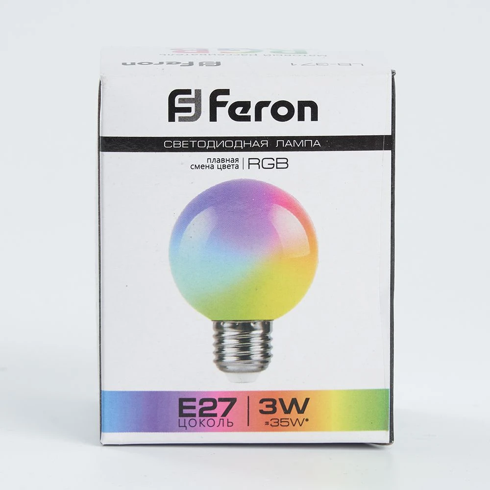 Лампа светодиодная Feron LB-371 Шар матовый E27 3W 230V RGB плавная сменая цвета 38115 1