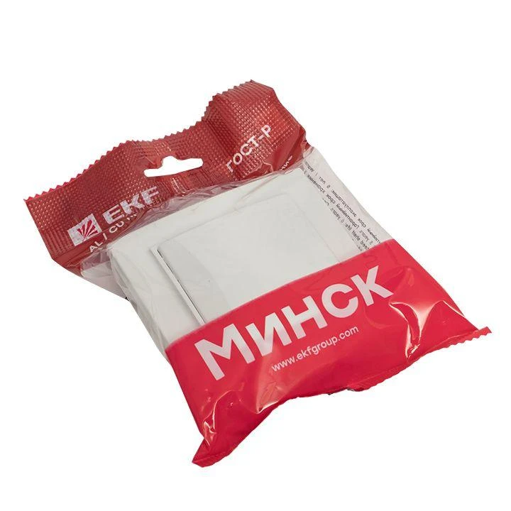 Розетка 1-м СП Минск 16А IP20 с заземл. защ. шторки с крышкой бел. Basic EKF ERR16-029-100 3