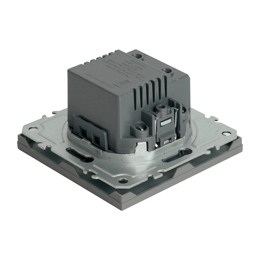 Розетка 2-местная USB + Type C (механизм), STEKKER, 250В, 20W, серия Эмили, RST10-5115-10, платиново-серый, soft touch 49957 5