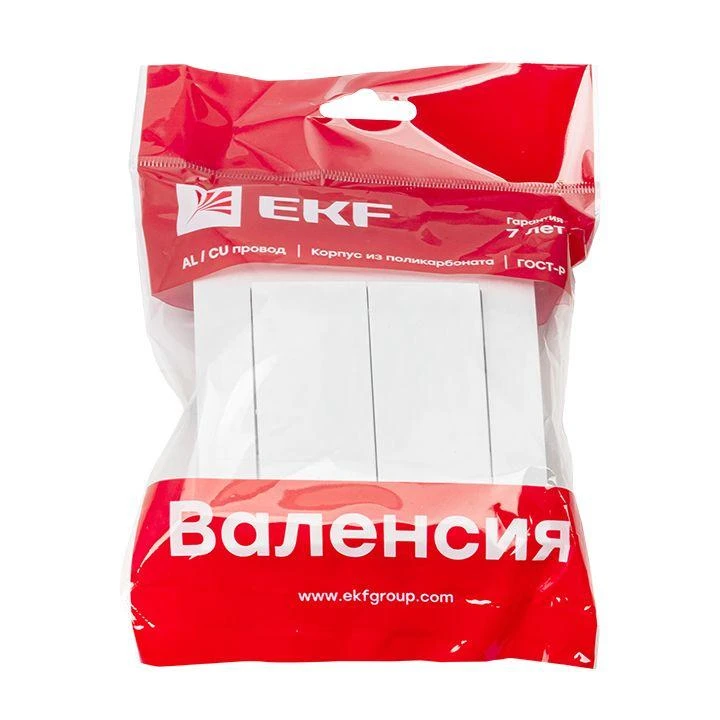Выключатель 2-кл. СП Валенсия 10А IP20 бел. PROxima EKF EWV10-023-10 1