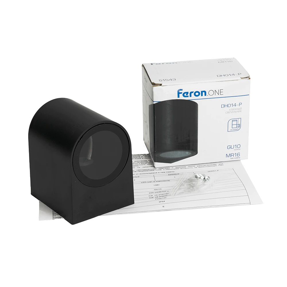 Светильник садово-парковый Feron.ONE DH014-P,на стену, GU10 220-240V, черный пластик 51543 10
