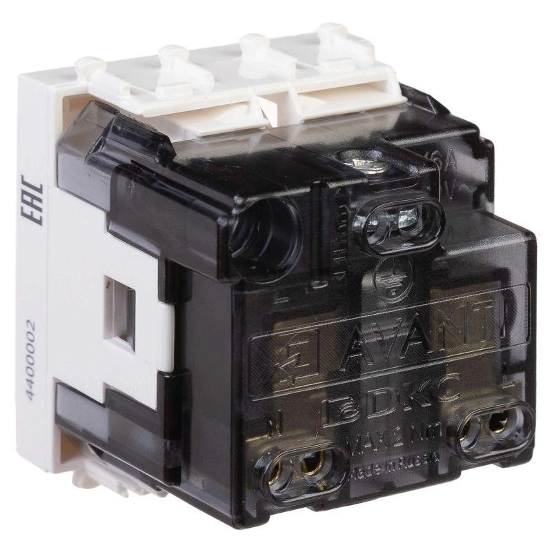 Розетка 1-м 2мод. Avanti "Белое облако" 16А IP20 2P+E защ. шторки бел. DKC 4400002 3
