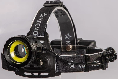 Фонарь налобный аккум. 10Вт P50 LED/Li-ion18650 2х1000мА.ч алюм. КОСМОС KOC855Lit