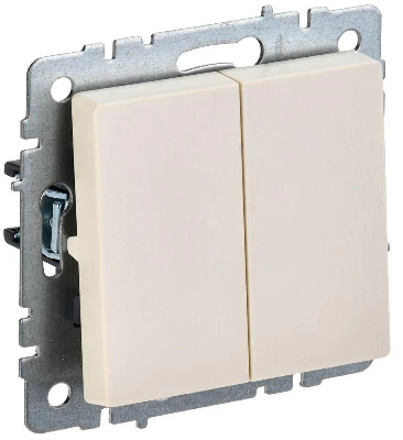 Выключатель 2-кл. СП BRITE ВС10-2-0-БрКр 10А механизм беж. IEK BR-V20-0-10-K10