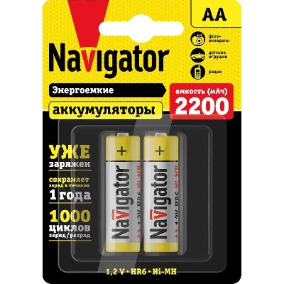 Аккумулятор AA/HR6 94 785 NHR-2200-HR6-RTU-BP2 (блист.2шт) Navigator 94785