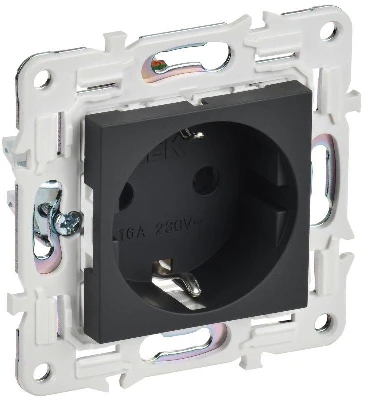 Розетка SKANDY 16А с заземл. защ. шторки SK-R04G графит IEK SK-R14-16-K53