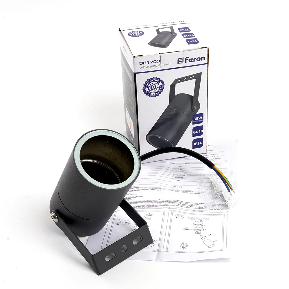 Светильник садово-парковый Feron DH1703 ,на стену, GU10, 230V, черный 48329 3