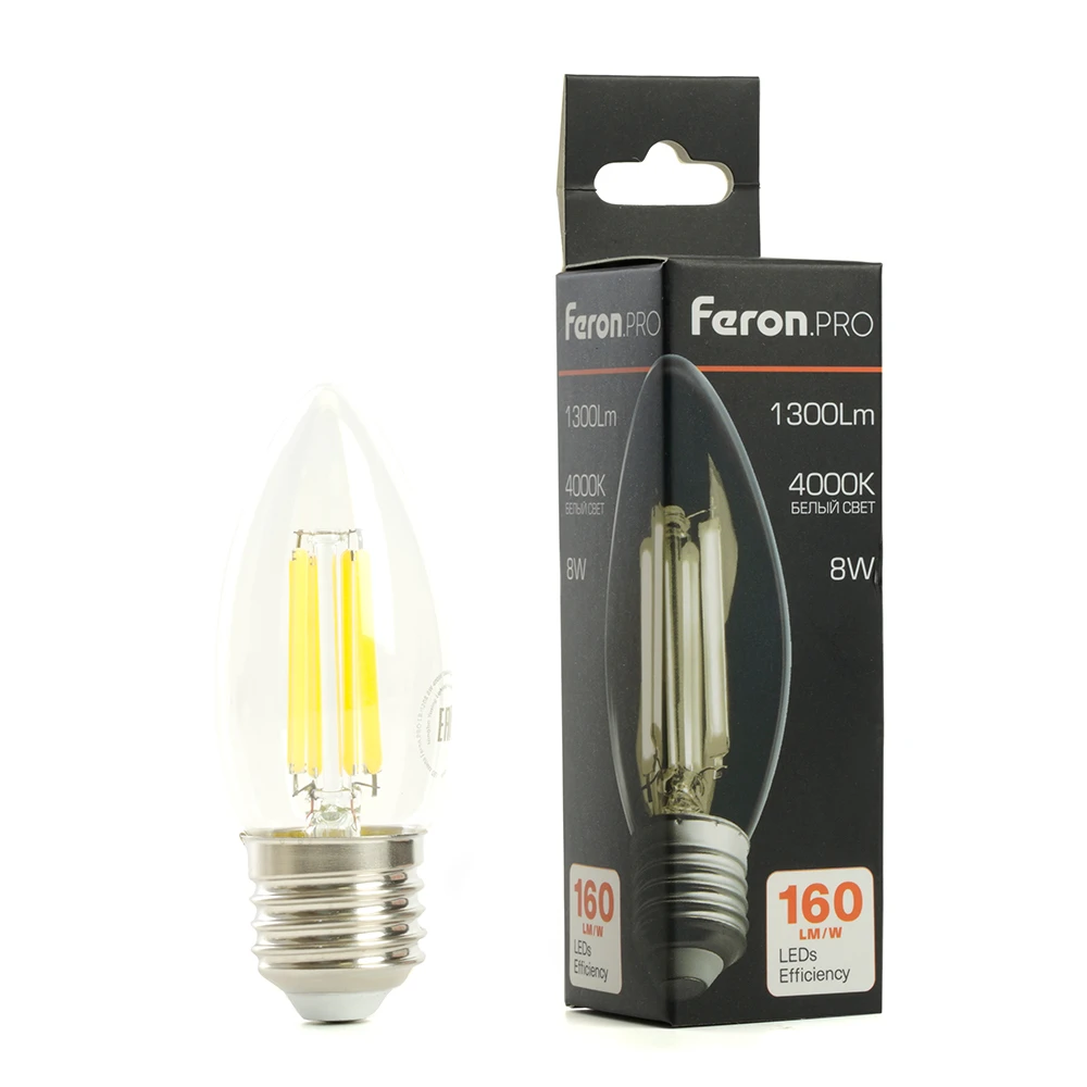 Лампа светодиодная Feron.PRO LB-1208 Свеча E27 8W 175-265V 4000K 51242 7