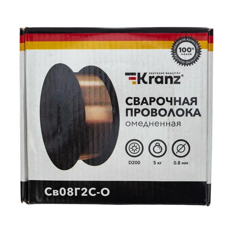 Проволока сварочная омедненная Св08Г2С-О (ER70S-6; SG2) 5кг 0.8мм D200 Kranz KR-11-0981-5 3