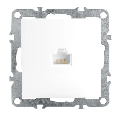 Розетка компьютерная 1-местная RJ-45 (механизм), STEKKER PST00-9107-01, серия Эрна, белый 39314