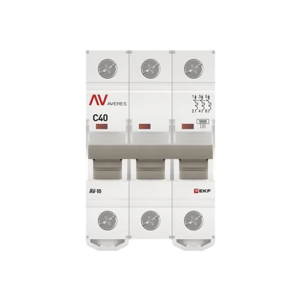 Выключатель автоматический модульный 3п C 40А 10кА AV-10 AVERES EKF mcb10-3-40C-av 3
