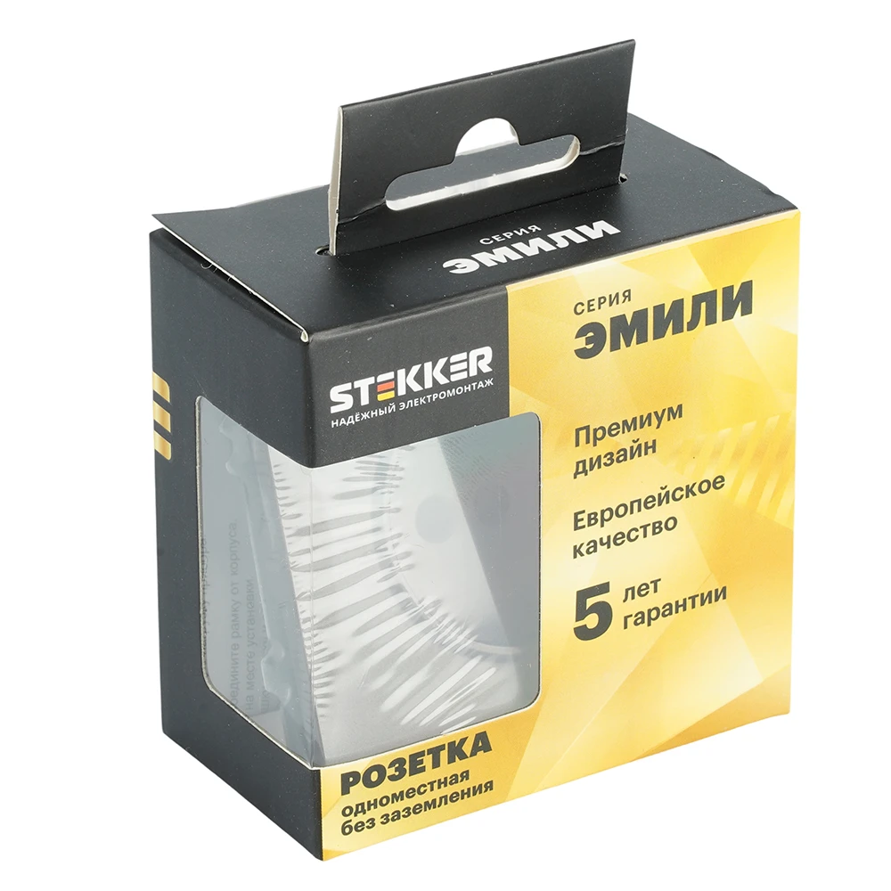 Розетка 1-местная с защитной шторкой (механизм), STEKKER, б/з, 250В, 16А, серия Эмили, RST16-5109-09, антрацит, soft touch 49928 6