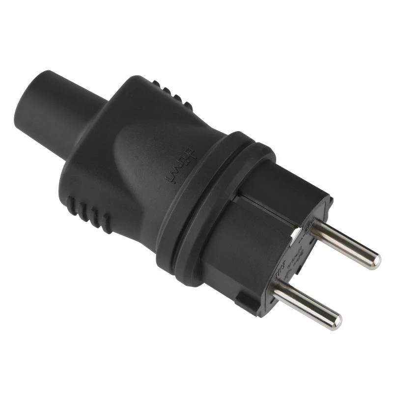 Вилка каучуковая прямая с/з 16А 230В IP44 черн. Duwi 27454 4 1