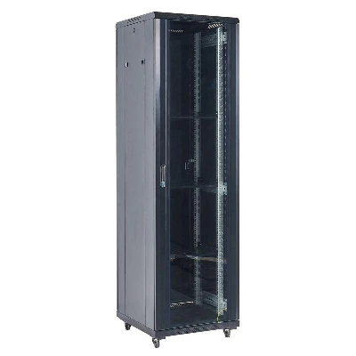 Шкаф телекоммуникационный напольный 19дюйм 42U 600х800х2054 передняя дверь стекло дверь задняя металл разборный черн. RAL9005 Rexant 04-4268-212