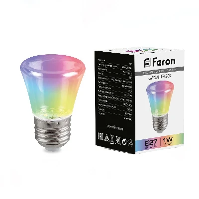 Лампа светодиодная Feron LB-372 Колокольчик прозрачный E27 1W RGB плавная смена цвета 38134