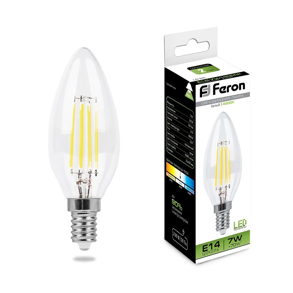 Лампа светодиодная Feron LB-66 Свеча E14 7W 230V 4000K 25780 1