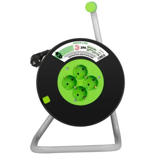 Удлинитель на пластик. катушке 4х30м с заземл. 16А IP20 GREEN LINE KAT-3x1.5-30m ПВС 3х1.5 Эра Б0065110 1