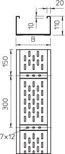 Лоток листовой перфорированный 200х110 L6000 сталь 2мм WKSG 120 FS OBO 6098111 1