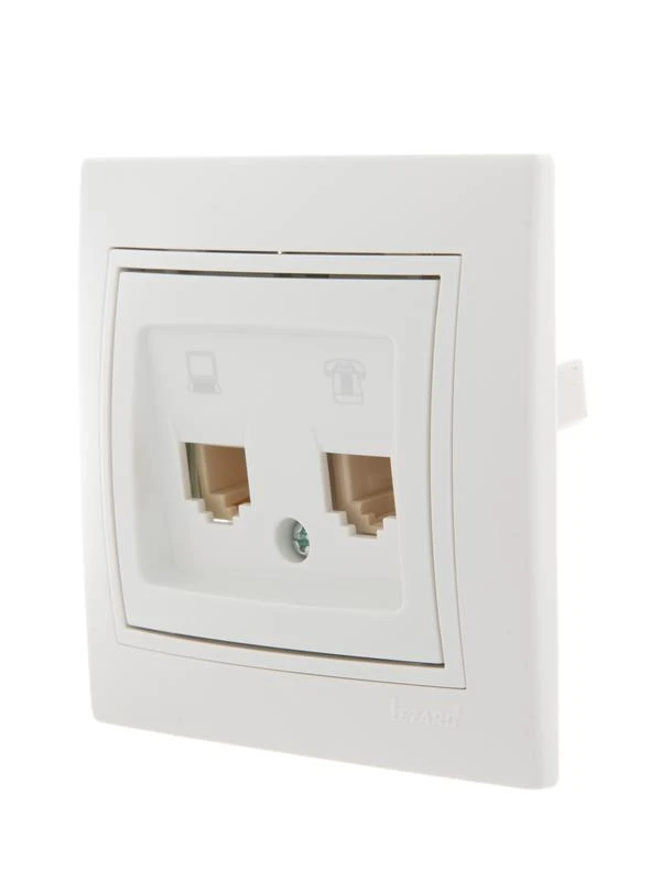 Розетка компьютерная + телефонная 2-м СП Mira RJ45 + RJ11 бел./бел. LEZARD 701-0202-143 1