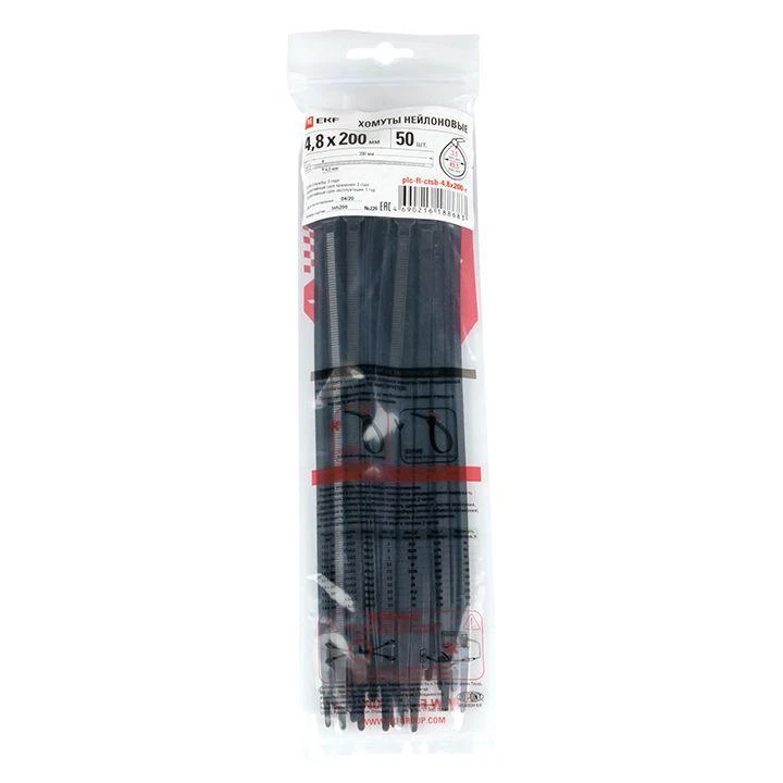 Хомут P6.6 4.8x200 FlexLock стандартный черн. (уп.50шт) PROxima EKF plc-fl-ctsb-4.8x200-r 3