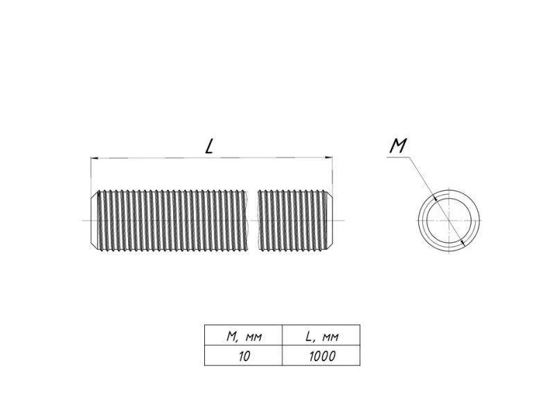 Шпилька М10x1000 EKF shpm10x1000 1
