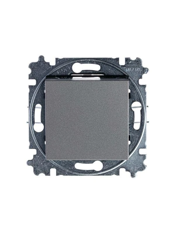 Переключатель 1-кл. СП Levit IP20 сталь/дым. черн. ABB 2CHH590645A6069 2