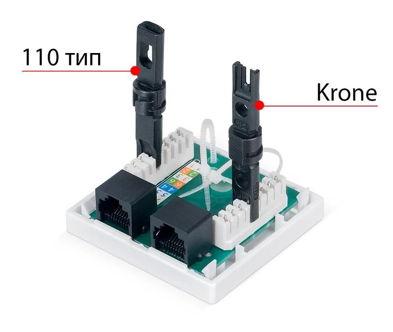 Розетка компьютерная 2-м ОП WS-8P8C-Cat.5e-2 RJ45 кат.5E Dual IDC Cabeus 7247c 3