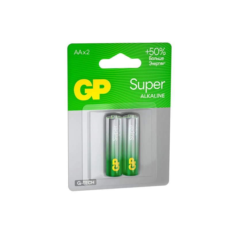 Элемент питания алкалиновый AA/LR6 1.5В Super Alkaline G-Tech 15AA21-2CRSBC2 20/160 (блист.2шт) GP 1223 1