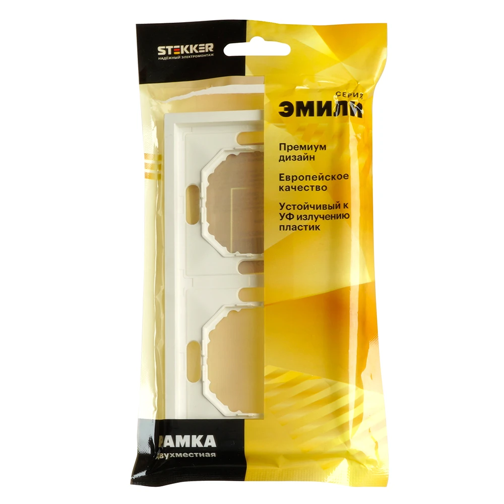 Рамка STEKKER, PFR00-5002-01 2-местная, серия Эмили, белый фарфор, soft touch 49885 4